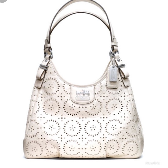 Coach Handbags - Coach Laser Cut Parchment Leather Maggie Bag